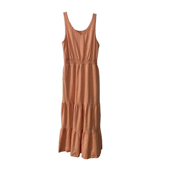 A Essentials Womens Peach Sleeveless Tiered Maxi Dress S #R-5-124-10 - Picture 1 of 5